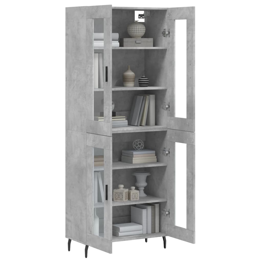 Visoka komoda siva betona 69,5x34x180 cm od konstruiranog drva