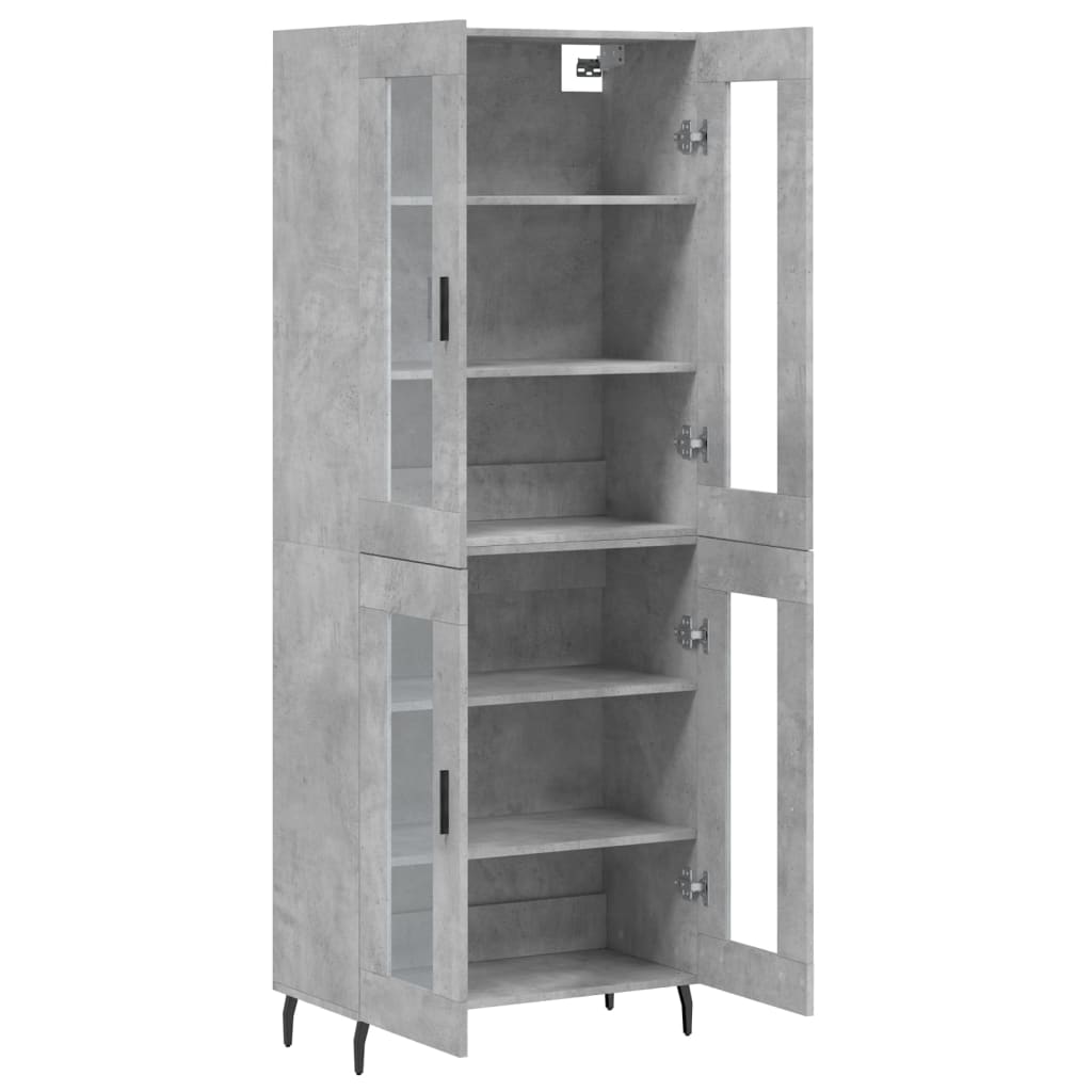 Visoka komoda siva betona 69,5x34x180 cm od konstruiranog drva
