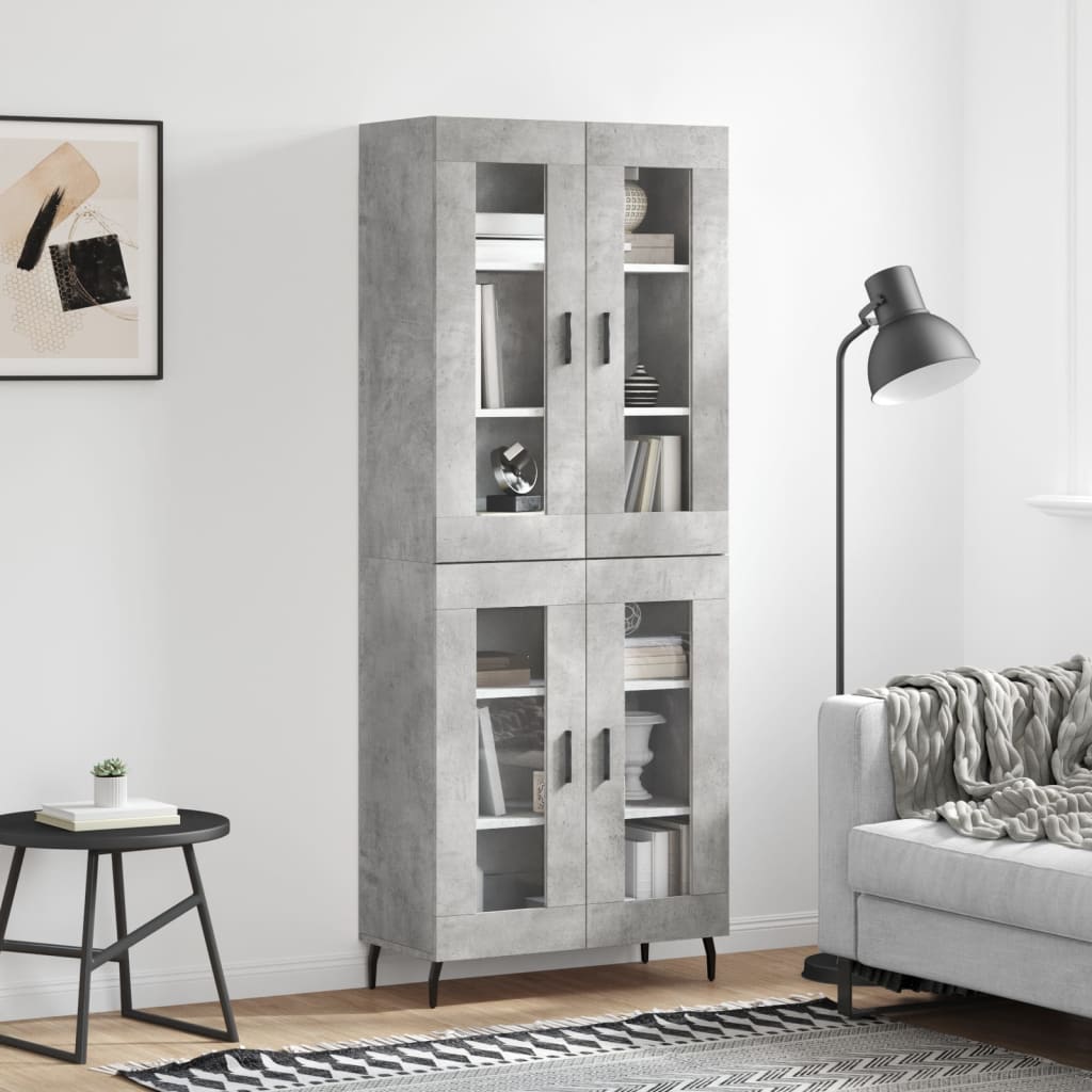 Visoka komoda siva betona 69,5x34x180 cm od konstruiranog drva