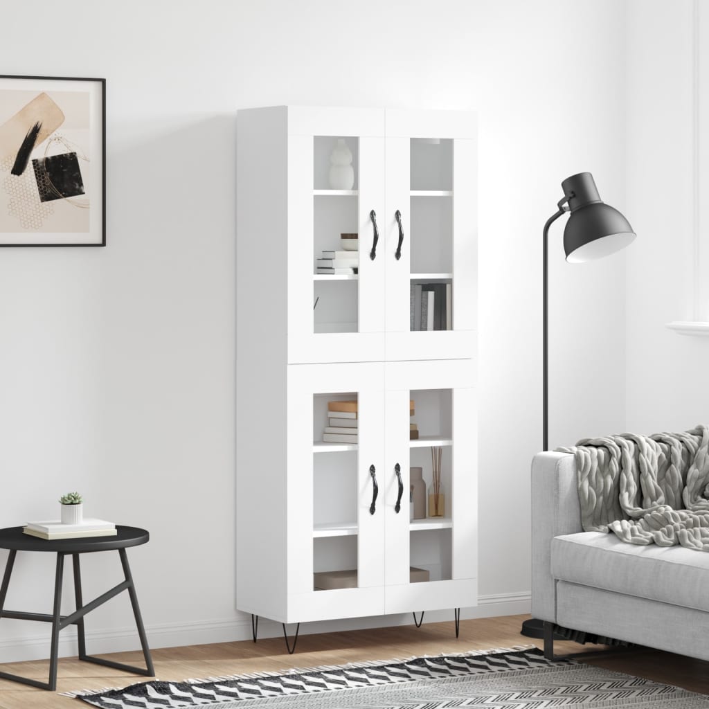 Visoka komoda bijela 69,5x34x180 cm konstruirano drvo