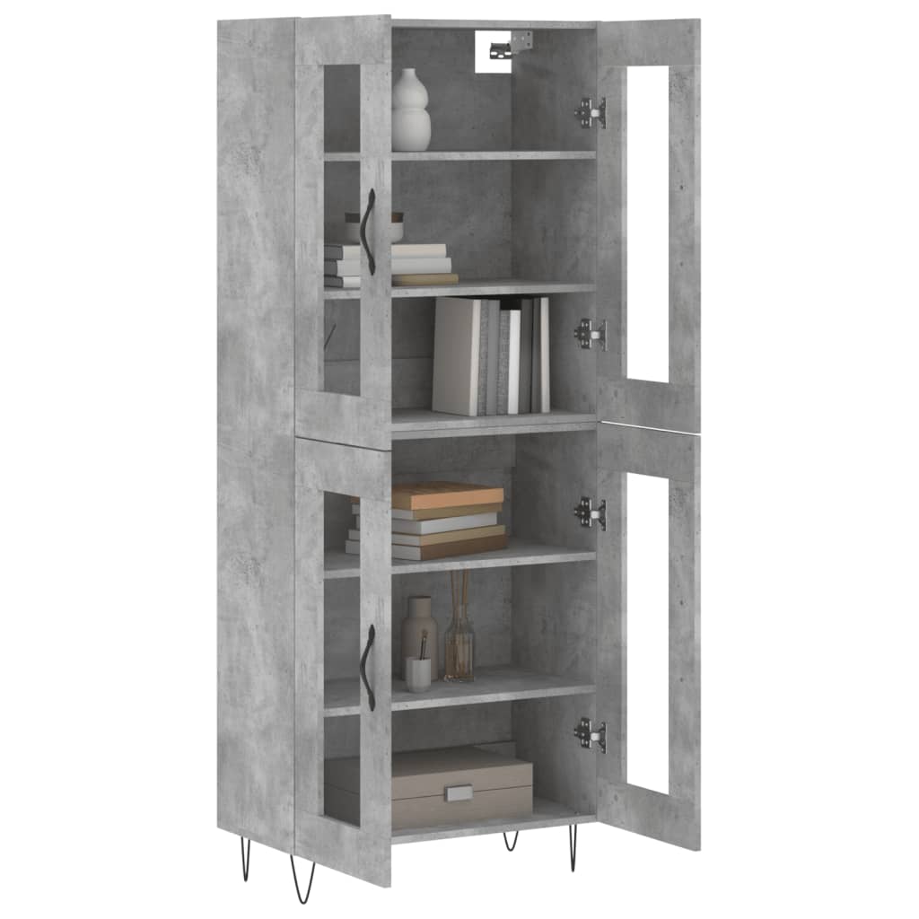 Visoka komoda siva betona 69,5x34x180 cm od konstruiranog drva