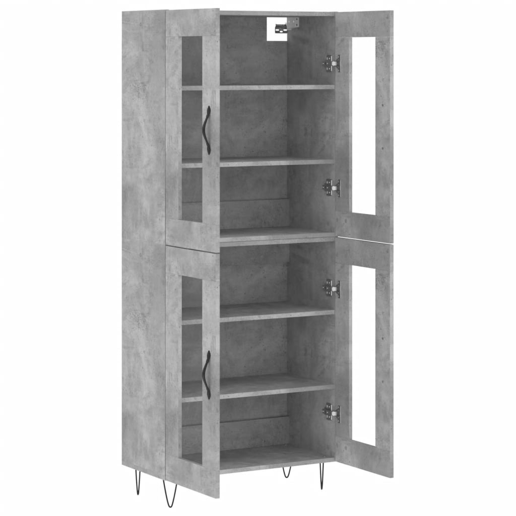 Visoka komoda siva betona 69,5x34x180 cm od konstruiranog drva