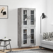 Visoka komoda siva betona 69,5x34x180 cm od konstruiranog drva