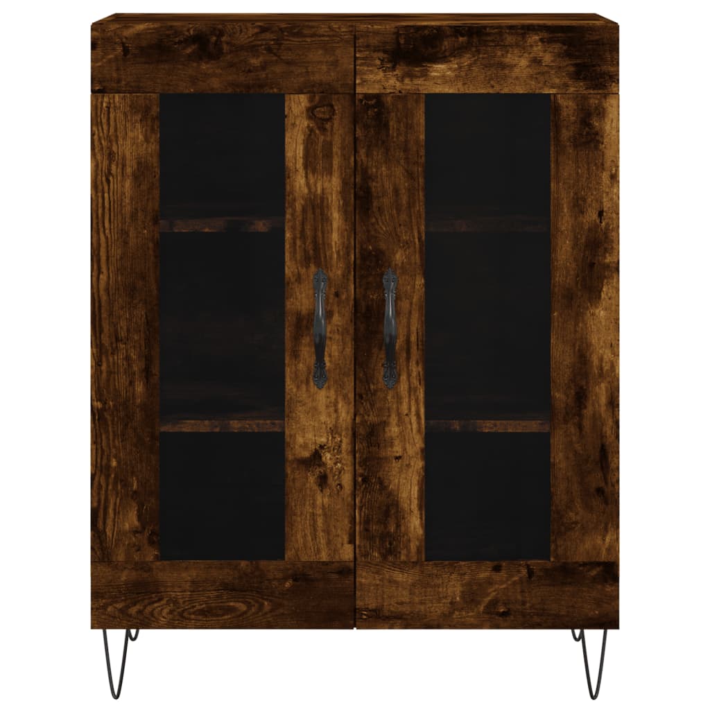 Visoka komoda dimljeni hrast 69,5x34x180 cm konstruiranog drva