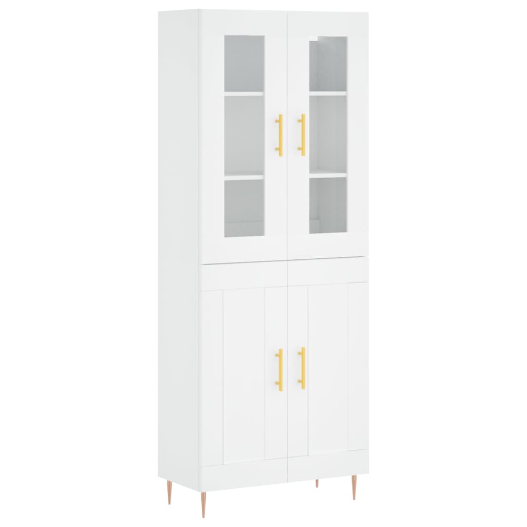 Visoka komoda bijela 69,5x34x180 cm konstruirano drvo