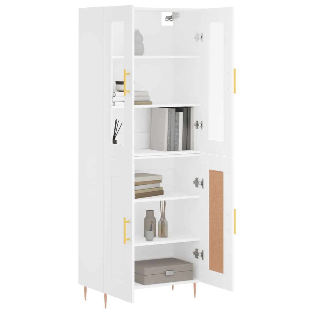 Visoka komoda bijela 69,5x34x180 cm konstruirano drvo