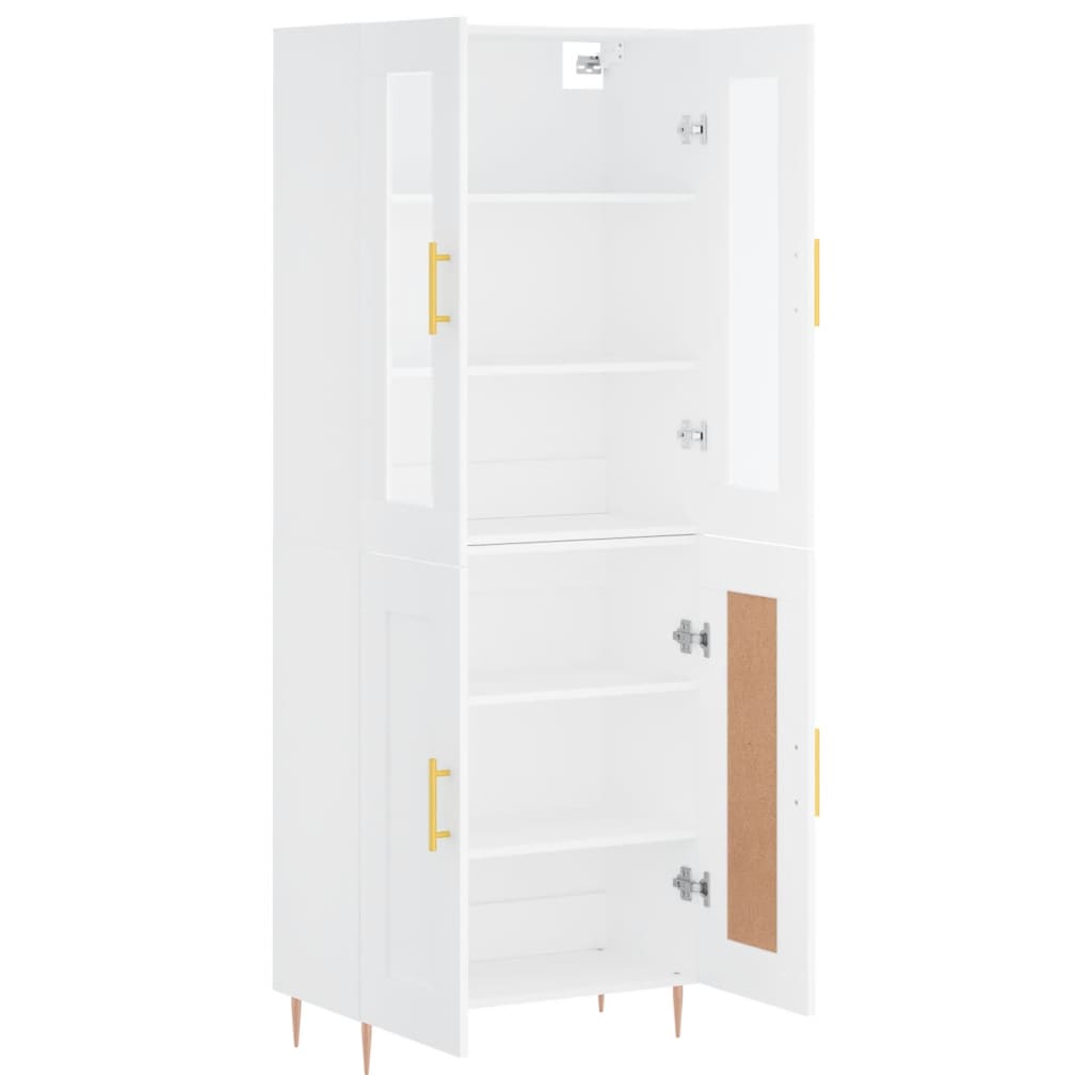 Visoka komoda bijela 69,5x34x180 cm konstruirano drvo
