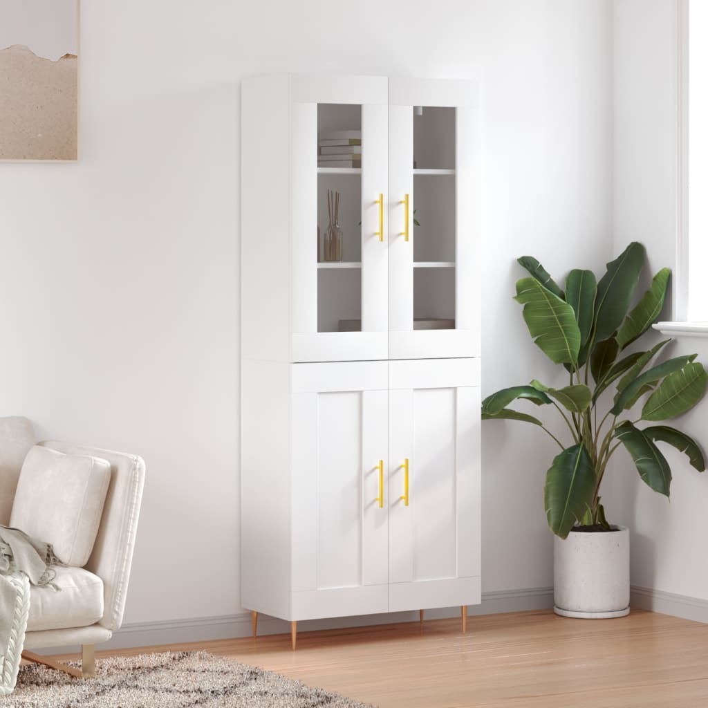 Visoka komoda bijela 69,5x34x180 cm konstruirano drvo
