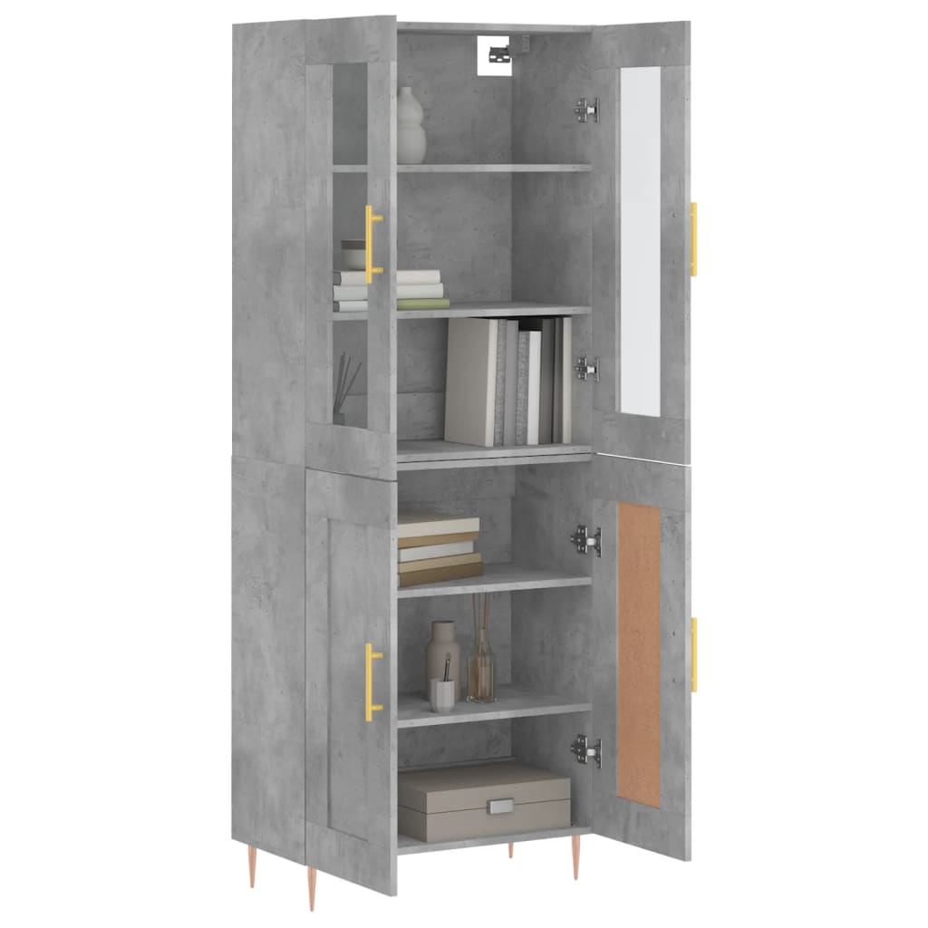 Visoka komoda siva betona 69,5x34x180 cm od konstruiranog drva