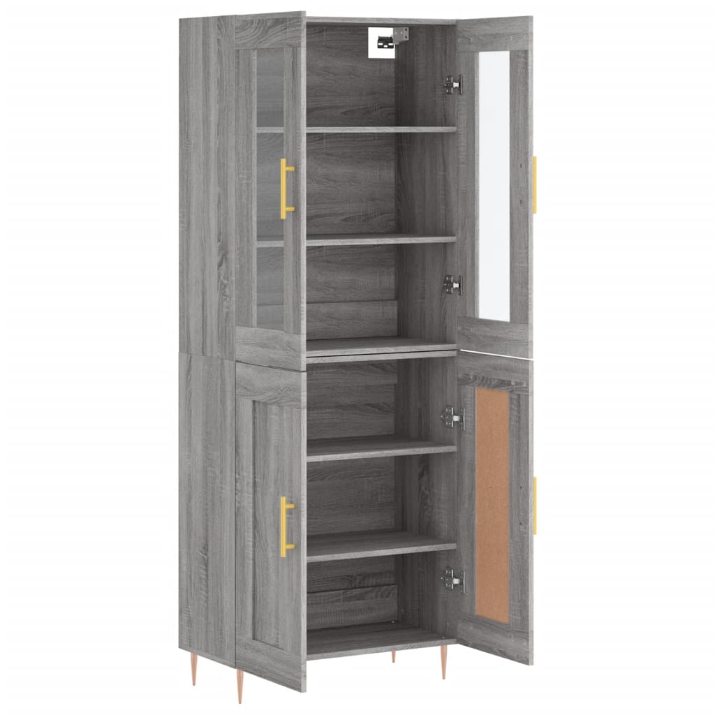 Visoka komoda siva sonome 69,5x34x180 cm od konstruiranog drva