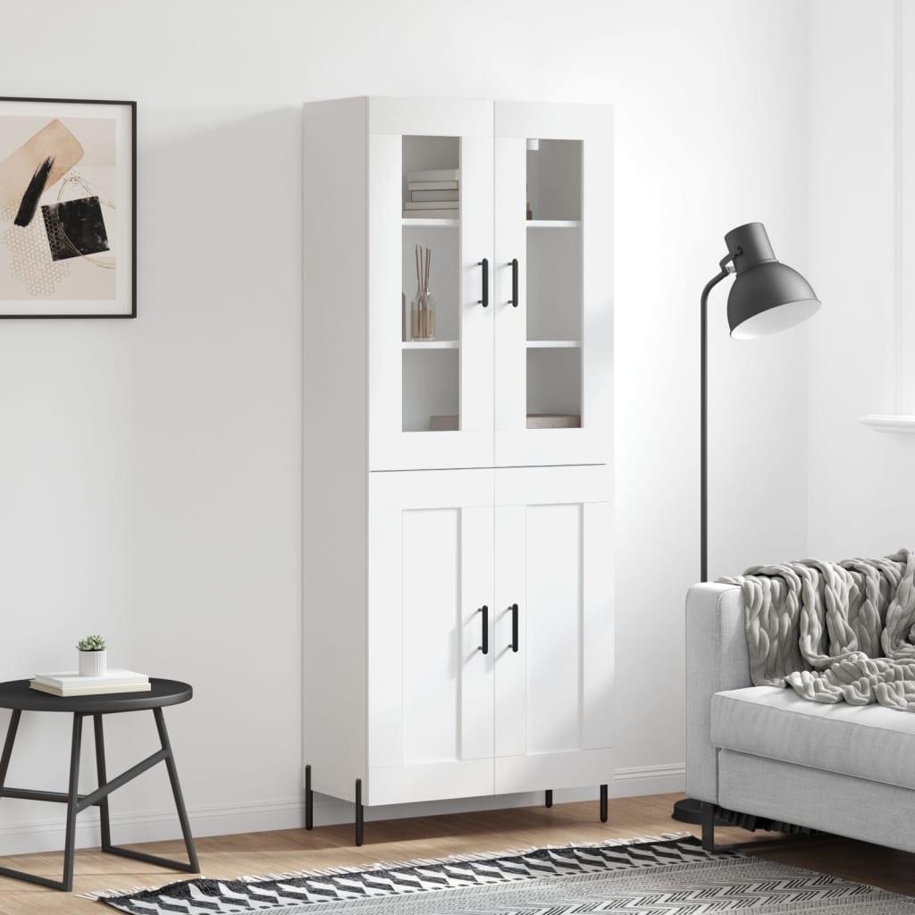 Visoka komoda bijela 69,5x34x180 cm konstruirano drvo