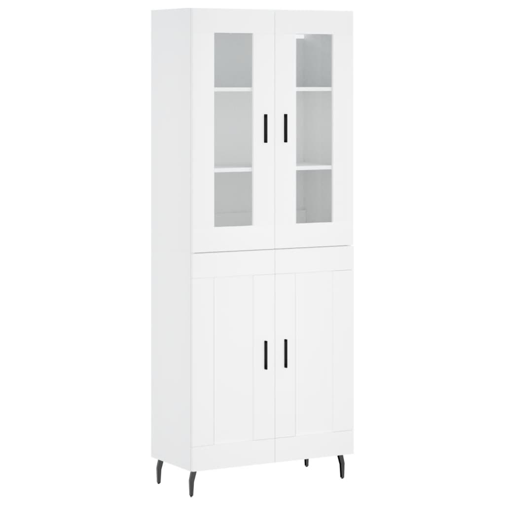 Visoka komoda bijela 69,5x34x180 cm konstruirano drvo