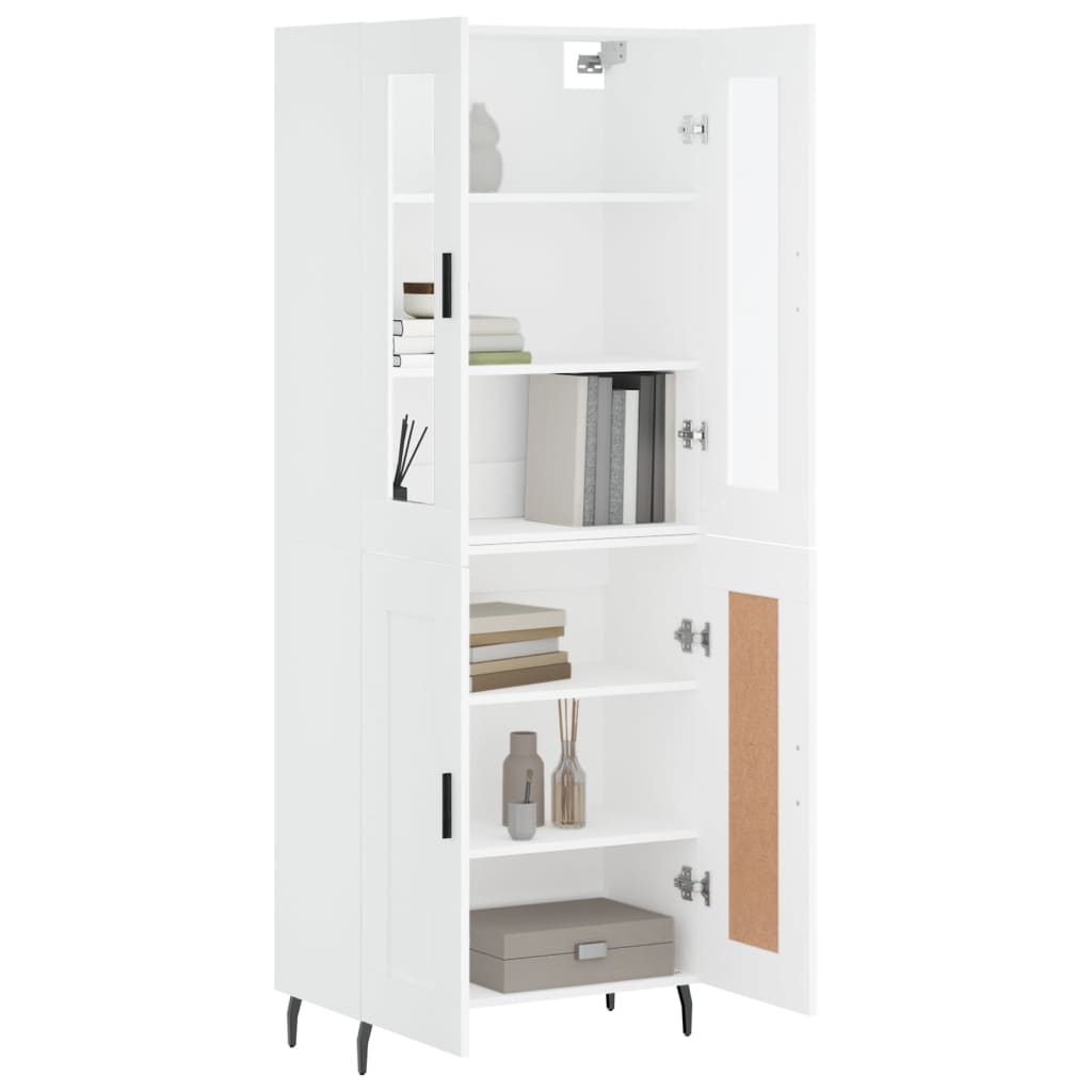 Visoka komoda bijela 69,5x34x180 cm konstruirano drvo