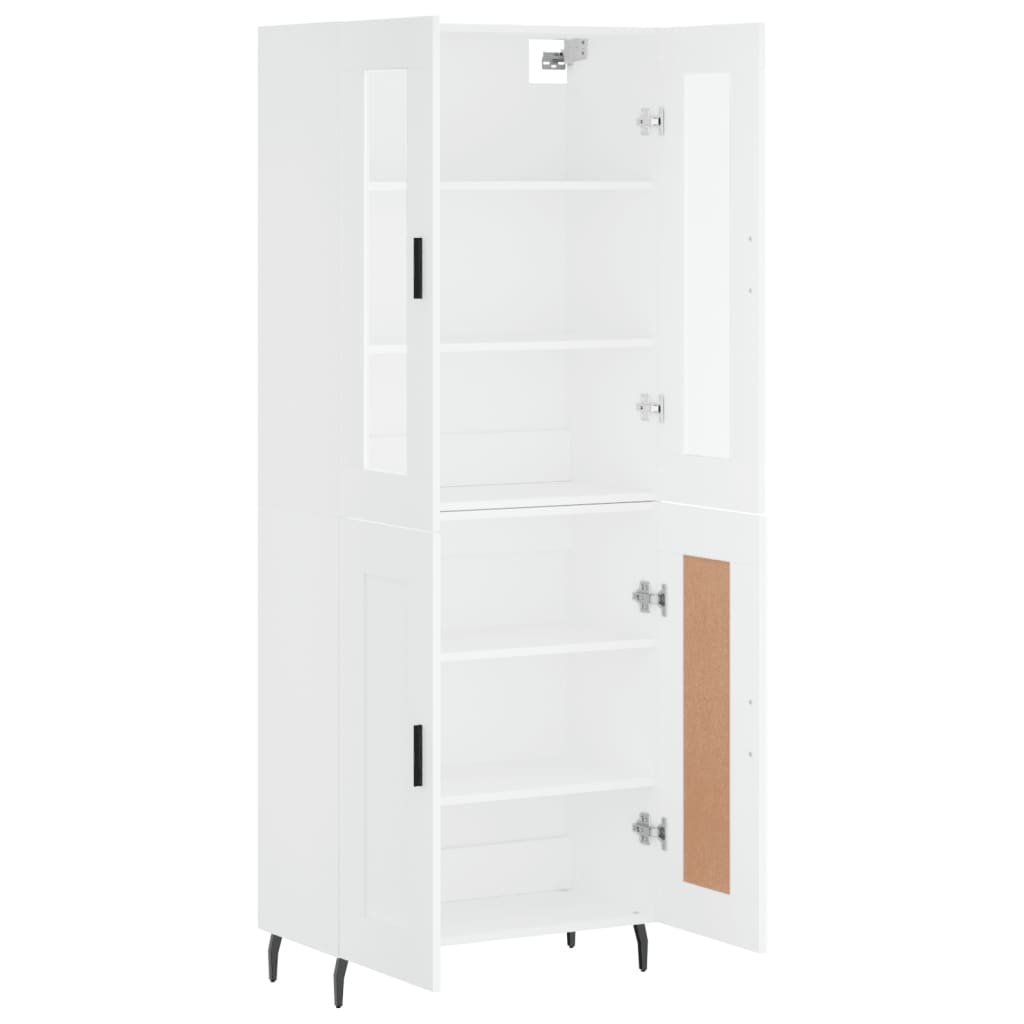 Visoka komoda bijela 69,5x34x180 cm konstruirano drvo