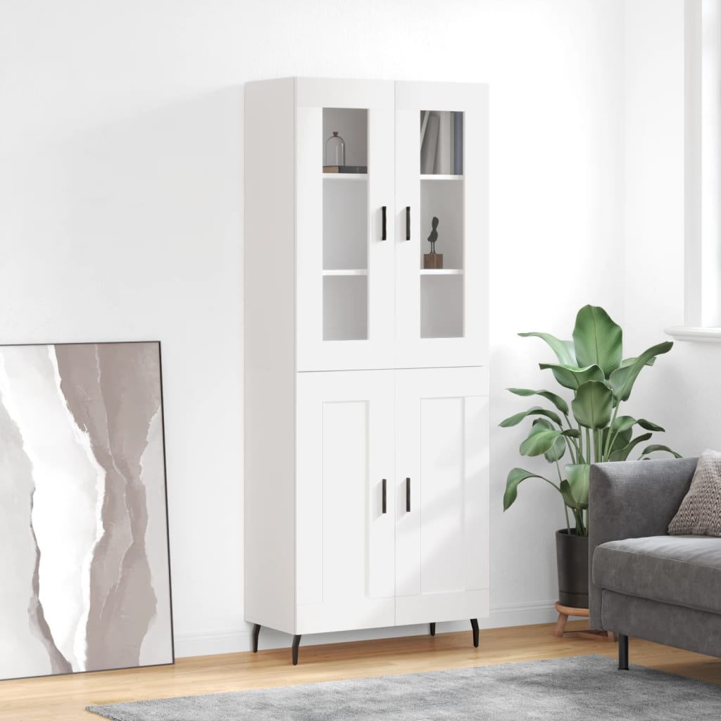 Visoka komoda bijela 69,5x34x180 cm konstruirano drvo