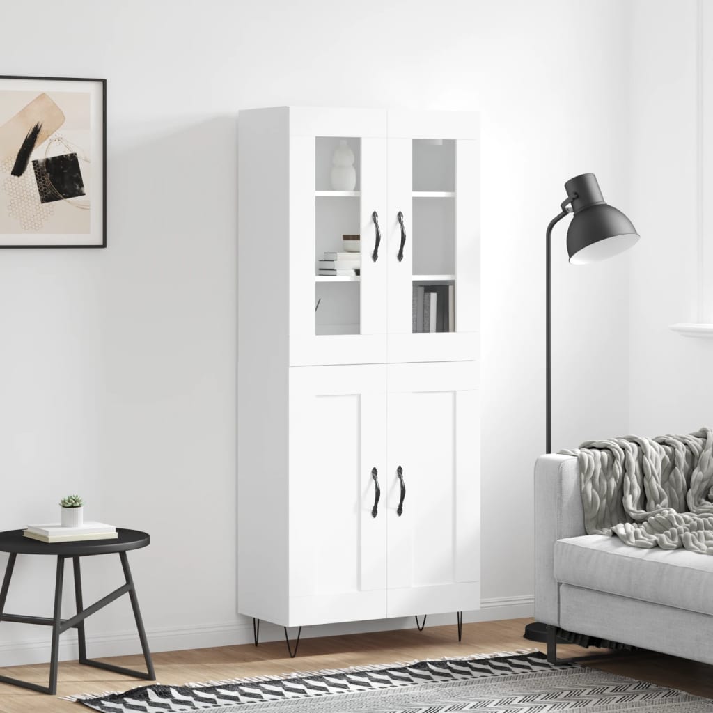 Visoka komoda bijela 69,5x34x180 cm konstruirano drvo