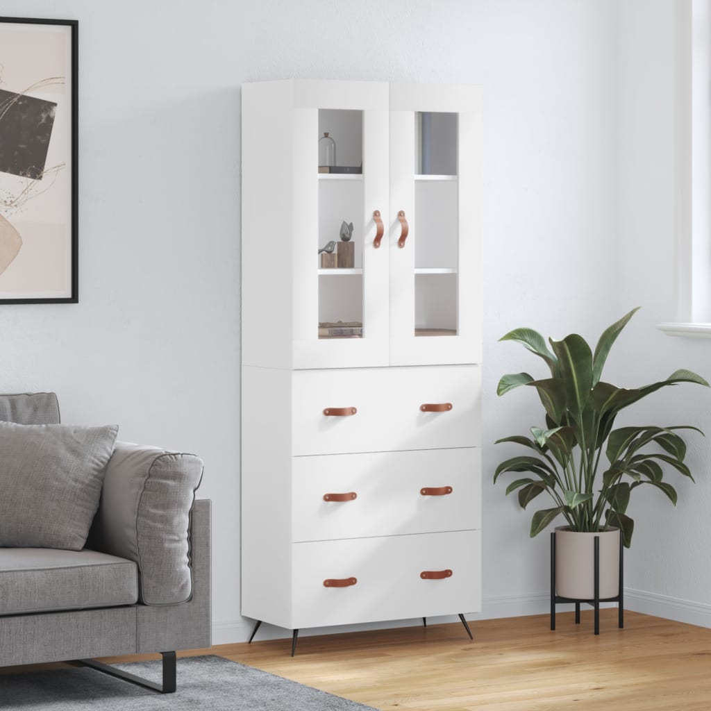 Visoka komoda bijela 69,5x34x180 cm konstruirano drvo