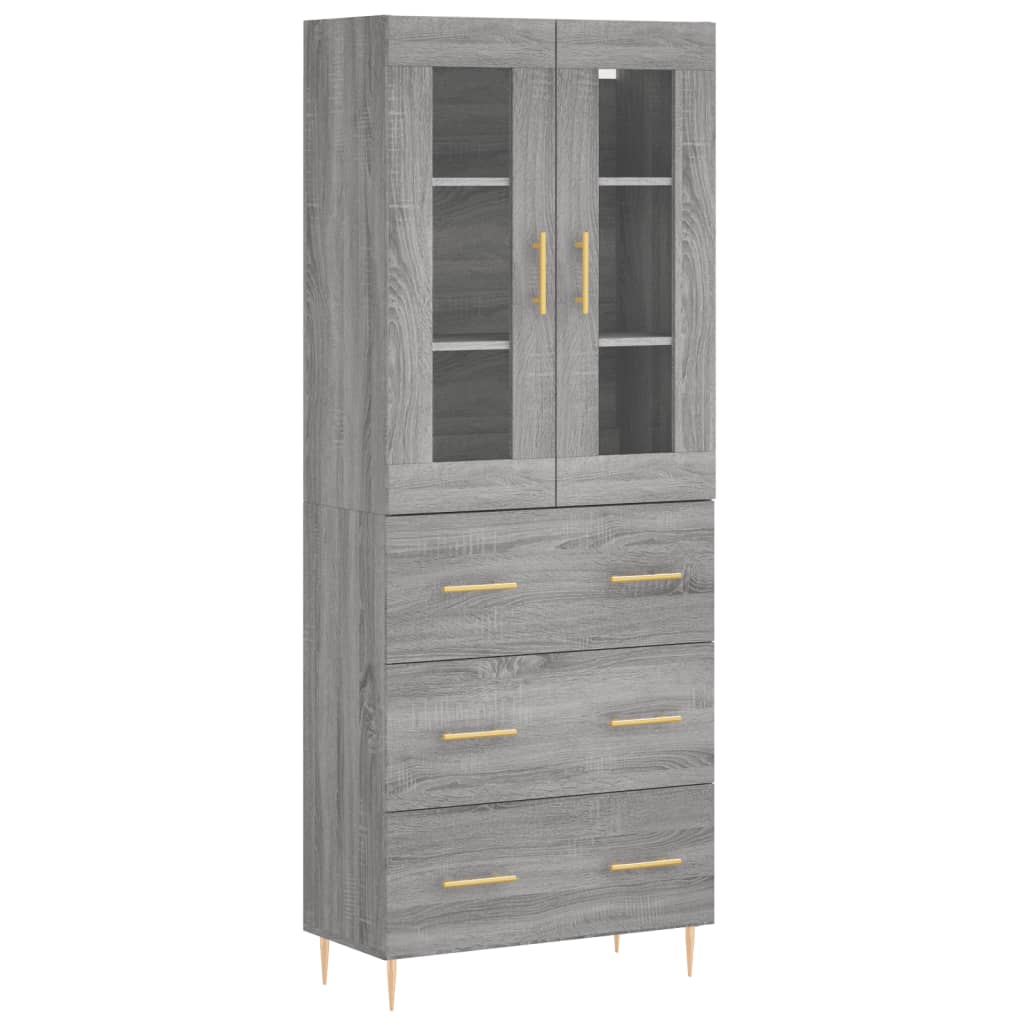 Visoka komoda siva sonome 69,5x34x180 cm od konstruiranog drva