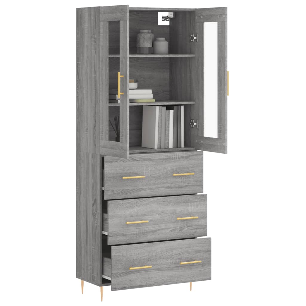 Visoka komoda siva sonome 69,5x34x180 cm od konstruiranog drva