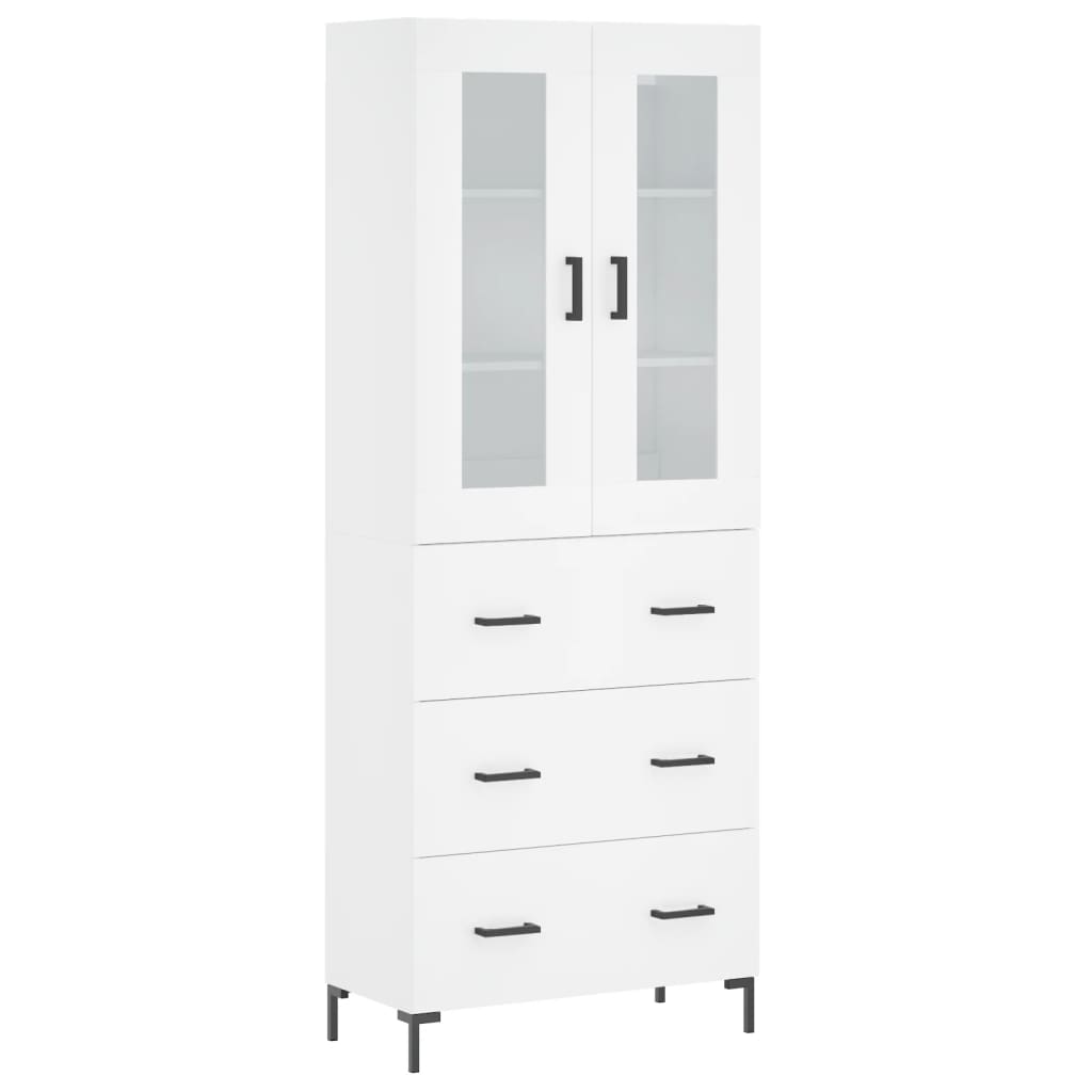 Visoka komoda bijela 69,5x34x180 cm konstruirano drvo