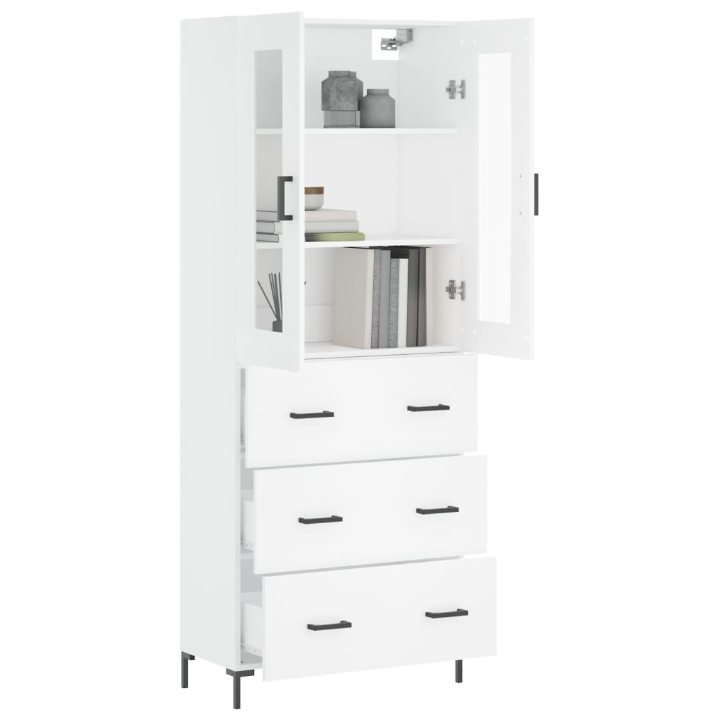 Visoka komoda bijela 69,5x34x180 cm konstruirano drvo