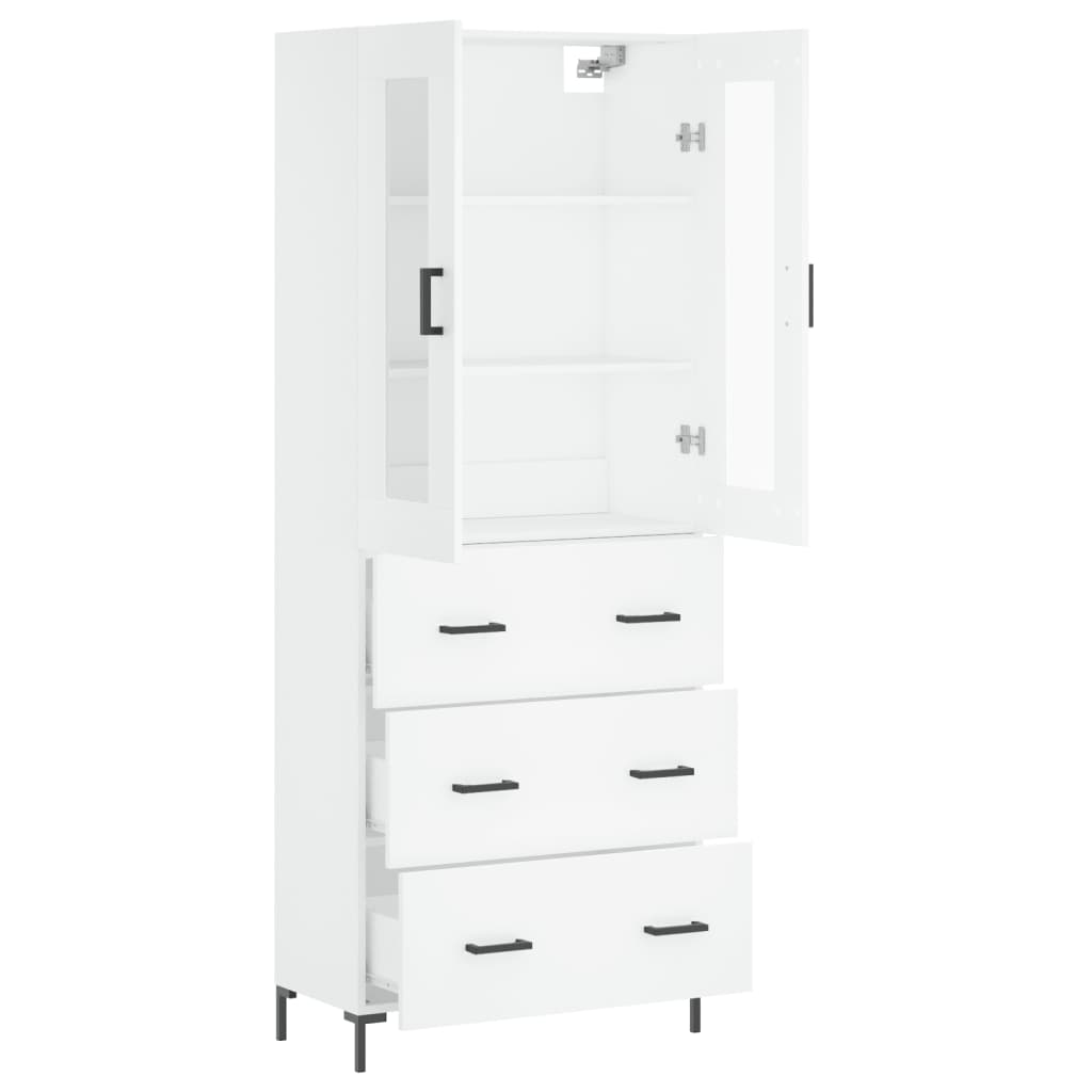 Visoka komoda bijela 69,5x34x180 cm konstruirano drvo