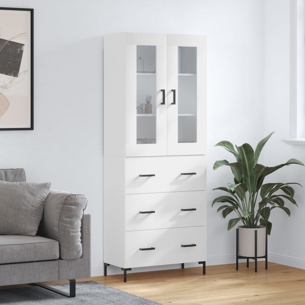 Visoka komoda bijela 69,5x34x180 cm konstruirano drvo