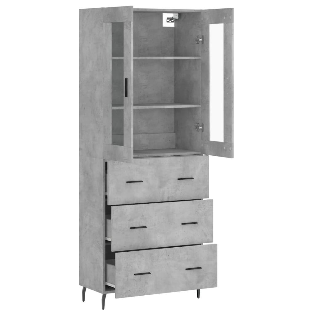 Visoka komoda siva betona 69,5x34x180 cm od konstruiranog drva
