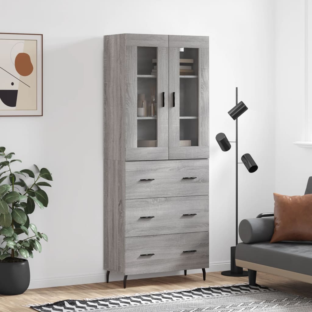 Visoka komoda siva sonome 69,5x34x180 cm od konstruiranog drva