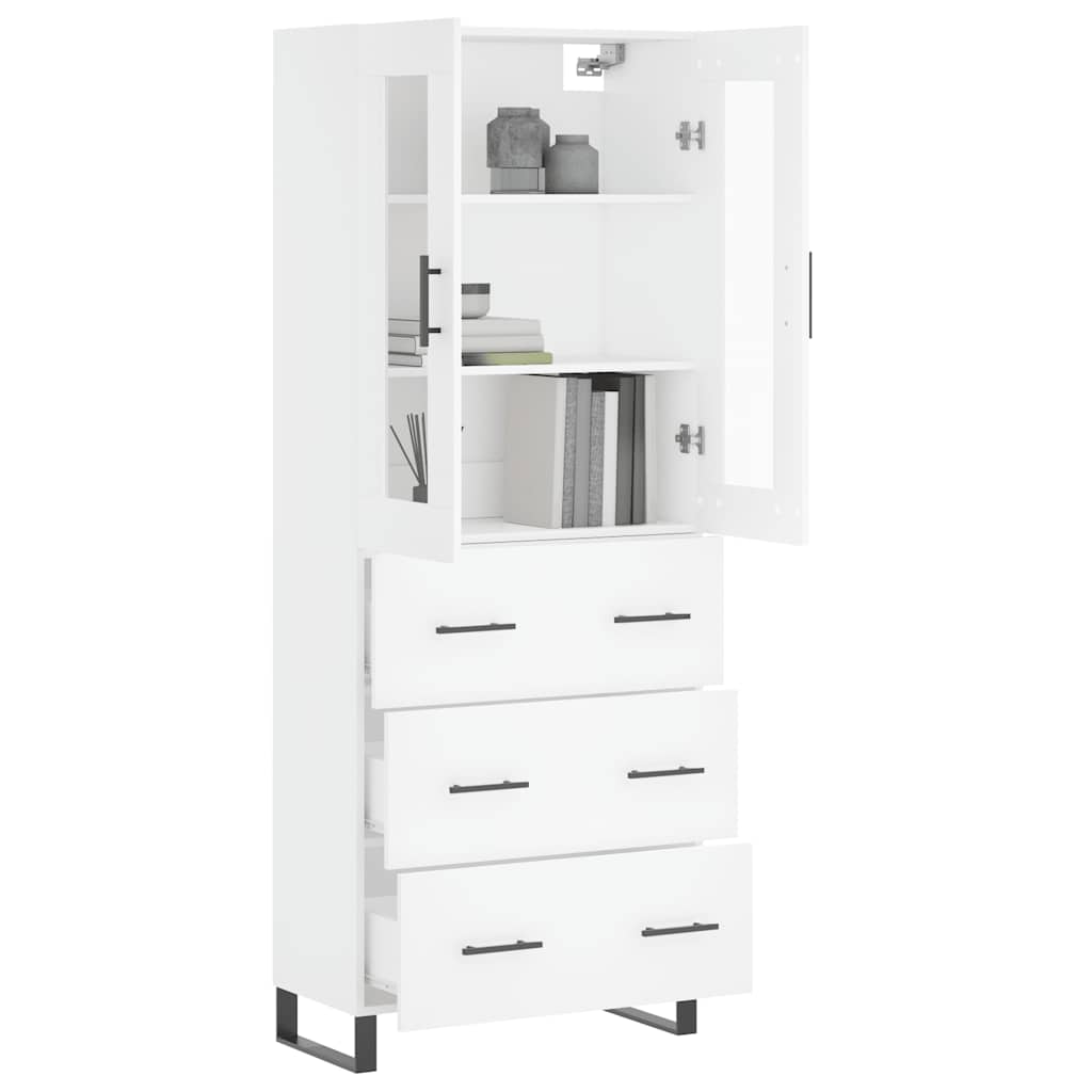 Visoka komoda bijela 69,5x34x180 cm konstruirano drvo