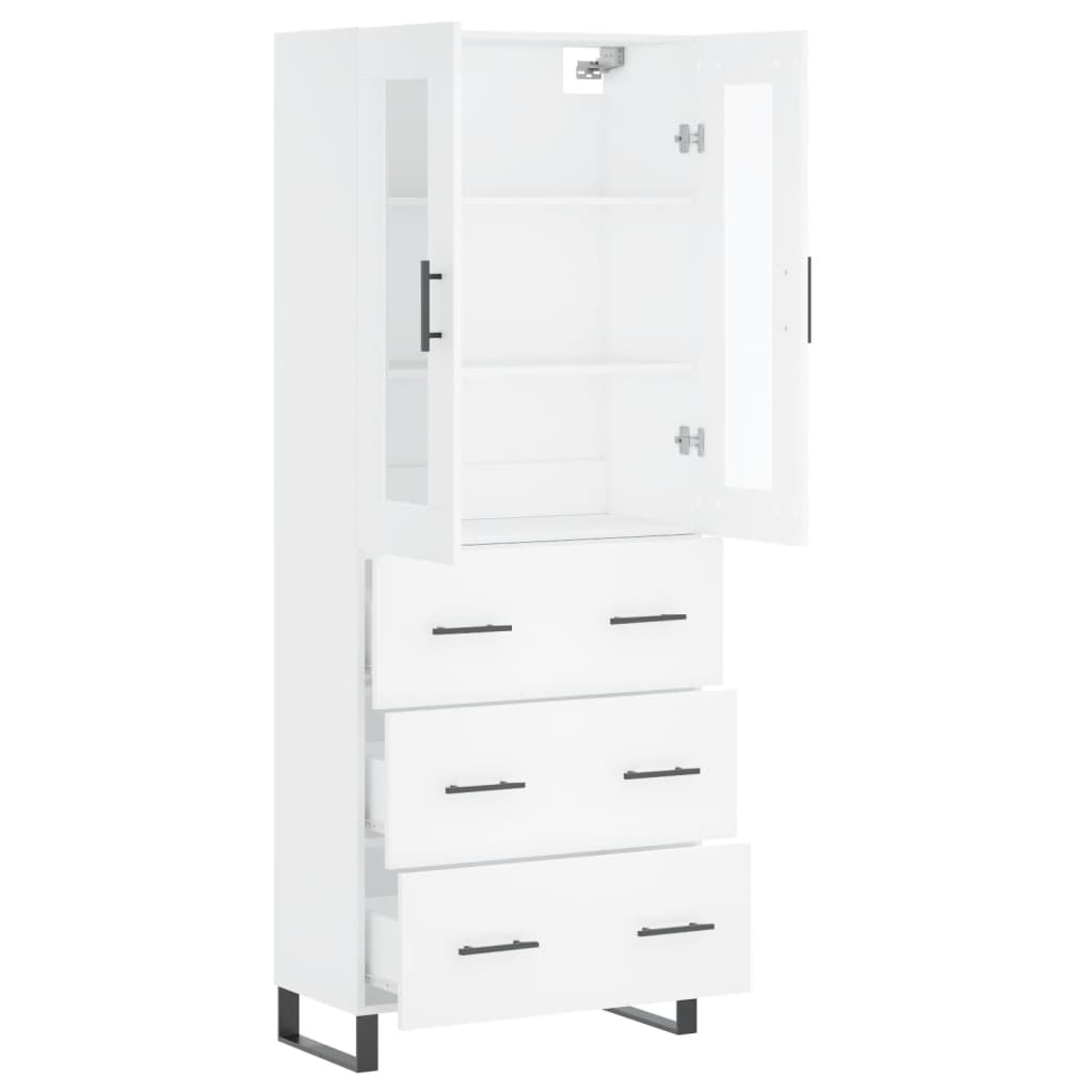 Visoka komoda bijela 69,5x34x180 cm konstruirano drvo