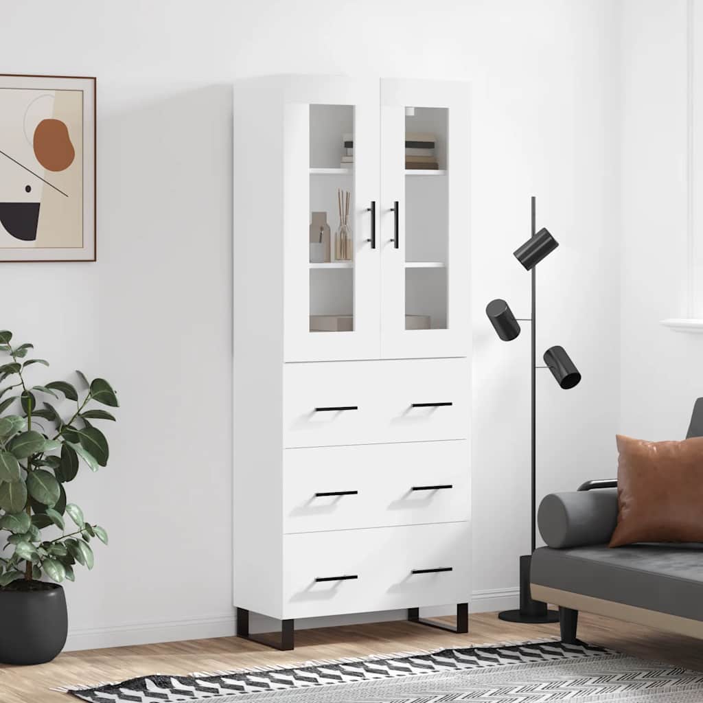 Visoka komoda bijela 69,5x34x180 cm konstruirano drvo
