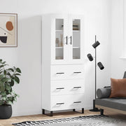 Visoka komoda bijela 69,5x34x180 cm konstruirano drvo