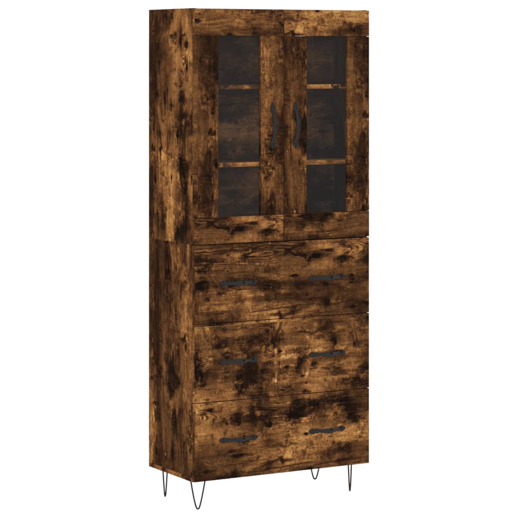 Visoka komoda dimljeni hrast 69,5x34x180 cm konstruiranog drva