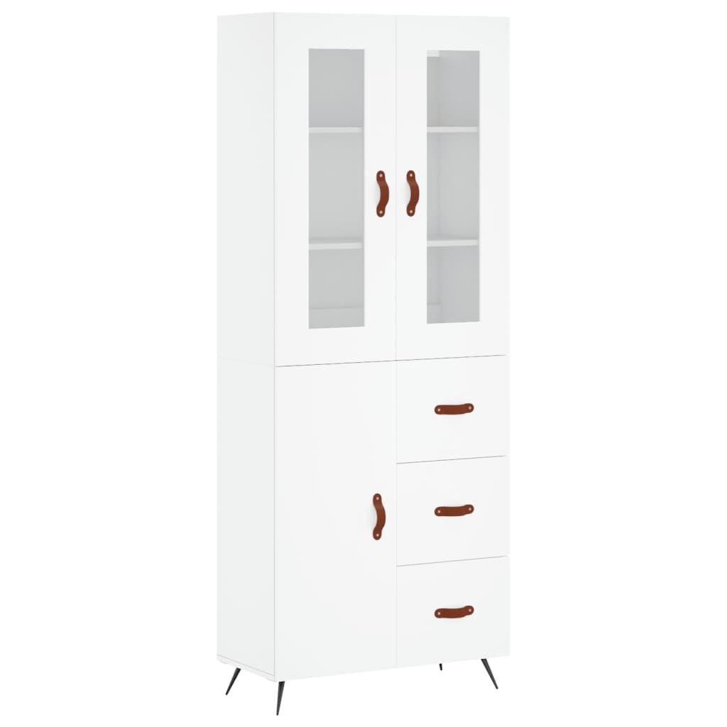 Visoka komoda bijela 69,5x34x180 cm konstruirano drvo