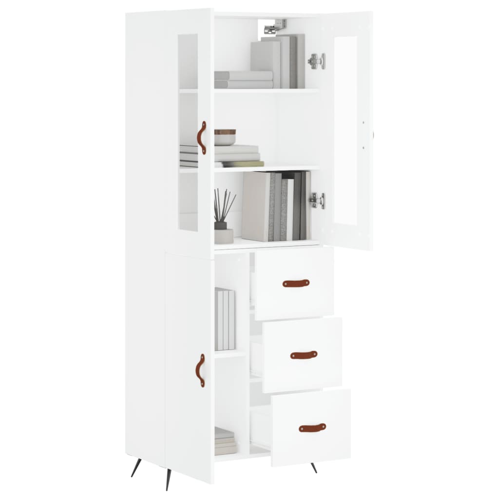 Visoka komoda bijela 69,5x34x180 cm konstruirano drvo