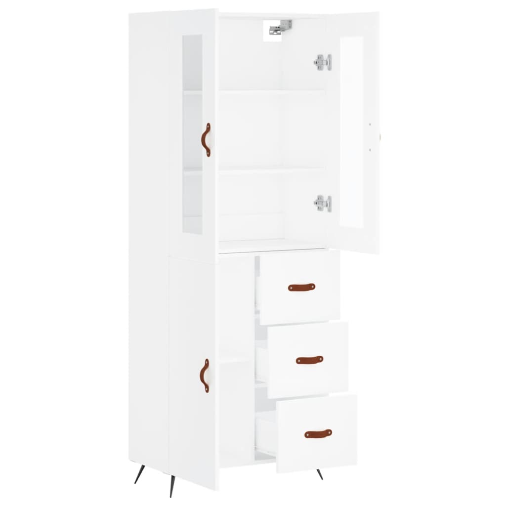 Visoka komoda bijela 69,5x34x180 cm konstruirano drvo