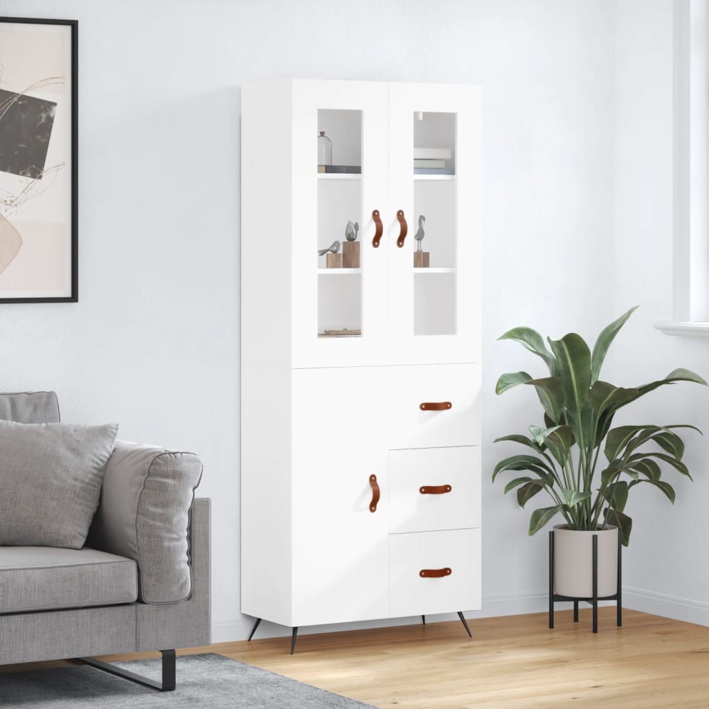 Visoka komoda bijela 69,5x34x180 cm konstruirano drvo