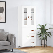 Visoka komoda bijela 69,5x34x180 cm konstruirano drvo