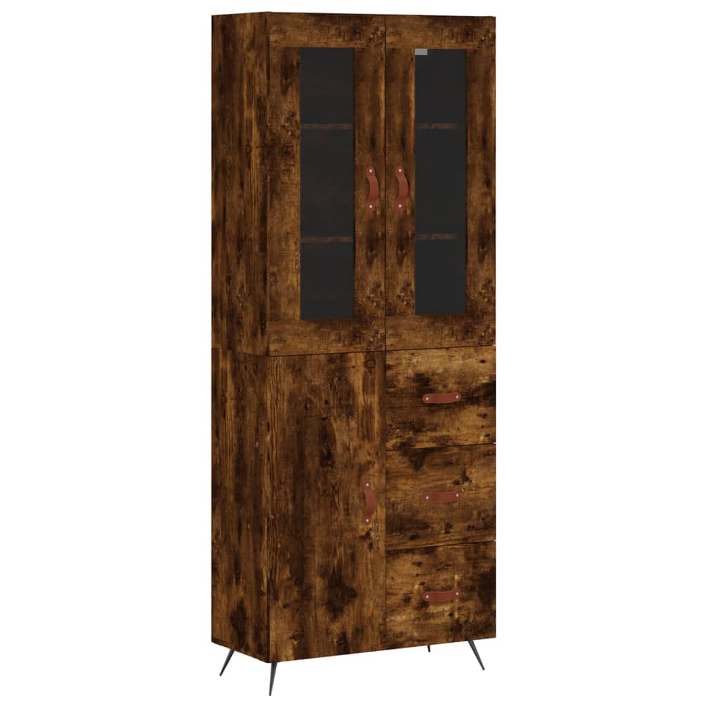 Visoka komoda dimljeni hrast 69,5x34x180 cm konstruiranog drva