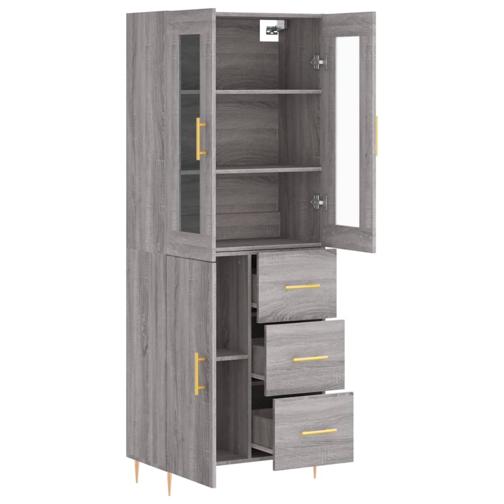 Visoka komoda siva sonome 69,5x34x180 cm od konstruiranog drva