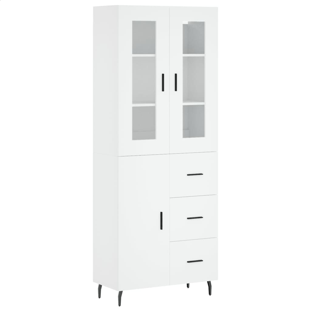 Visoka komoda bijela 69,5x34x180 cm konstruirano drvo