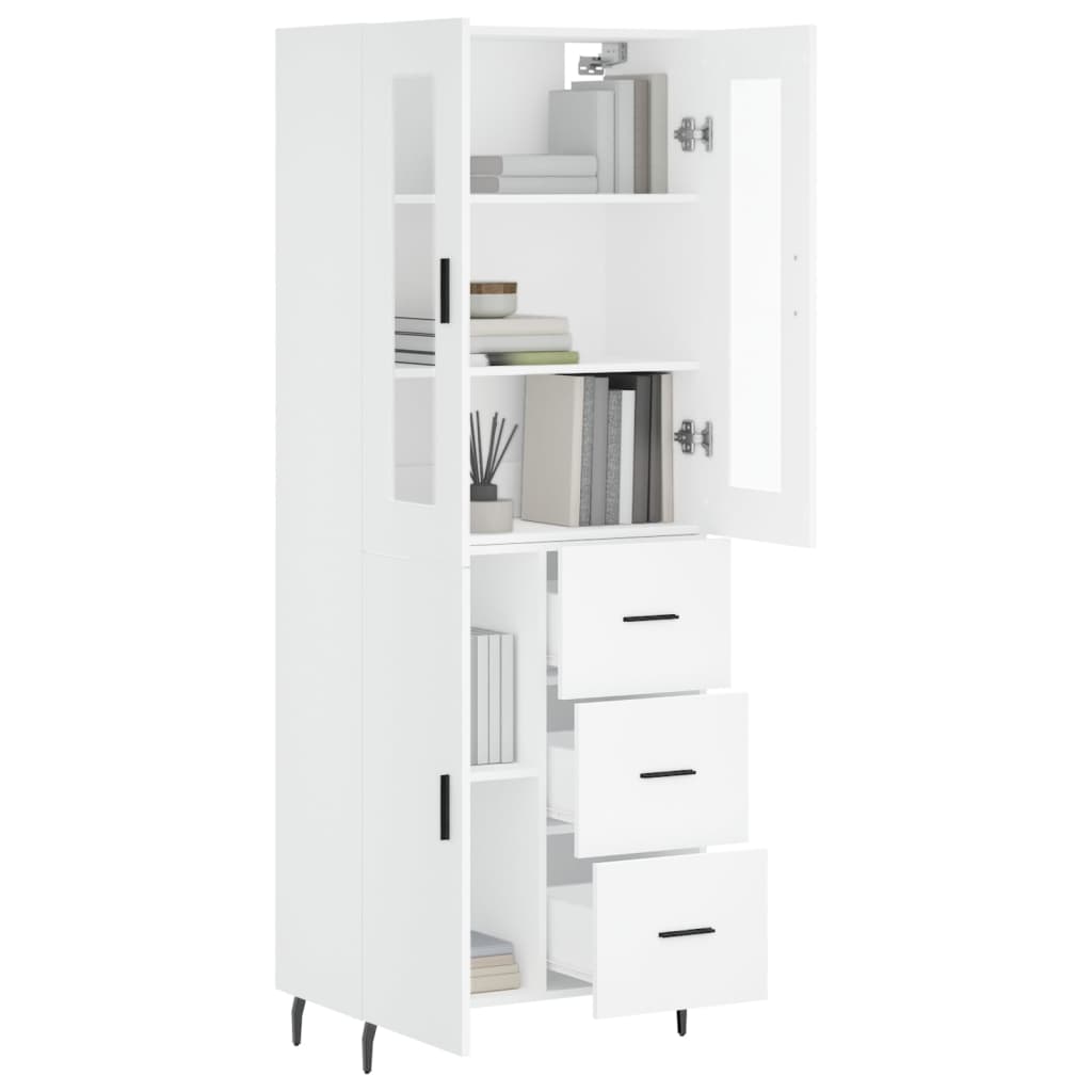 Visoka komoda bijela 69,5x34x180 cm konstruirano drvo
