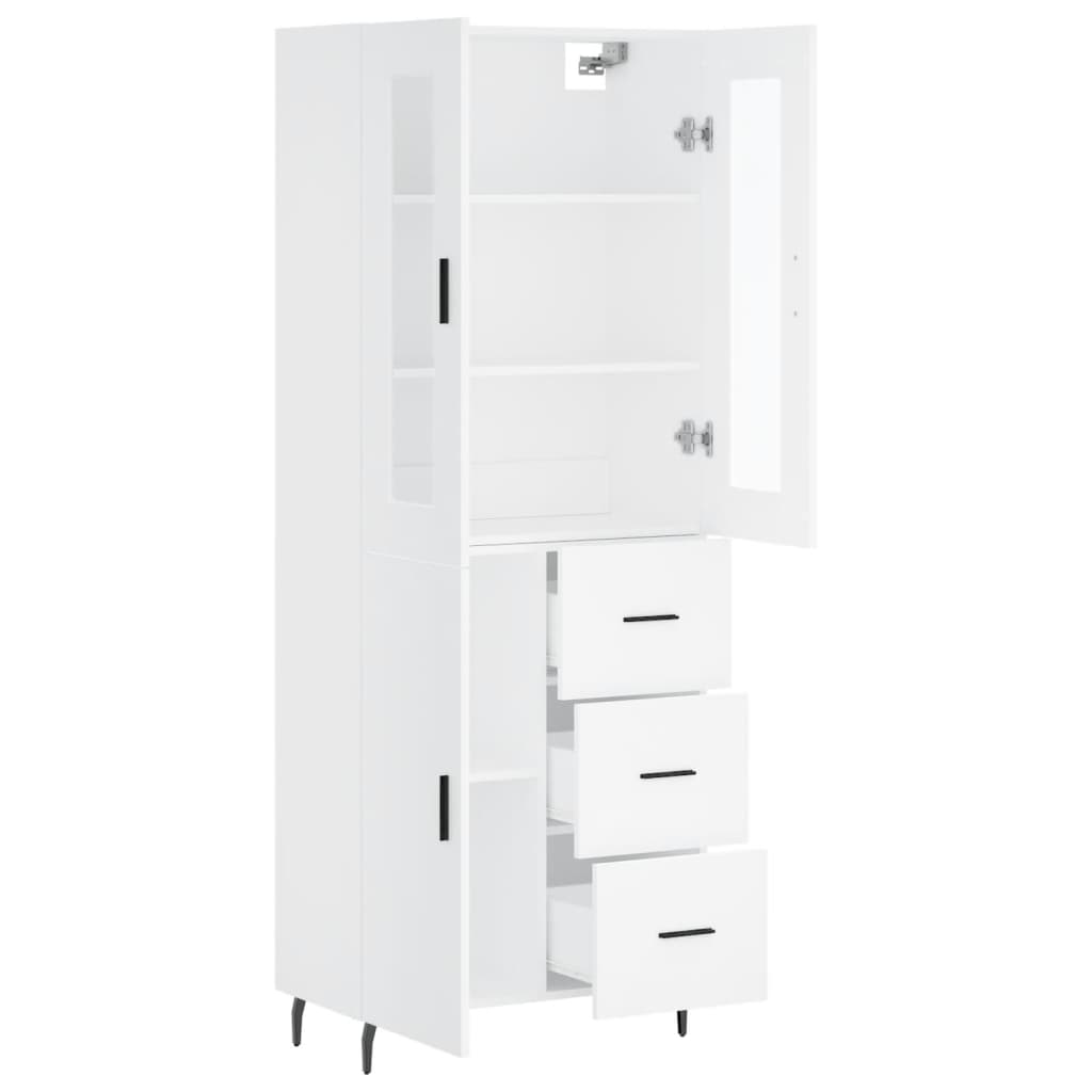 Visoka komoda bijela 69,5x34x180 cm konstruirano drvo