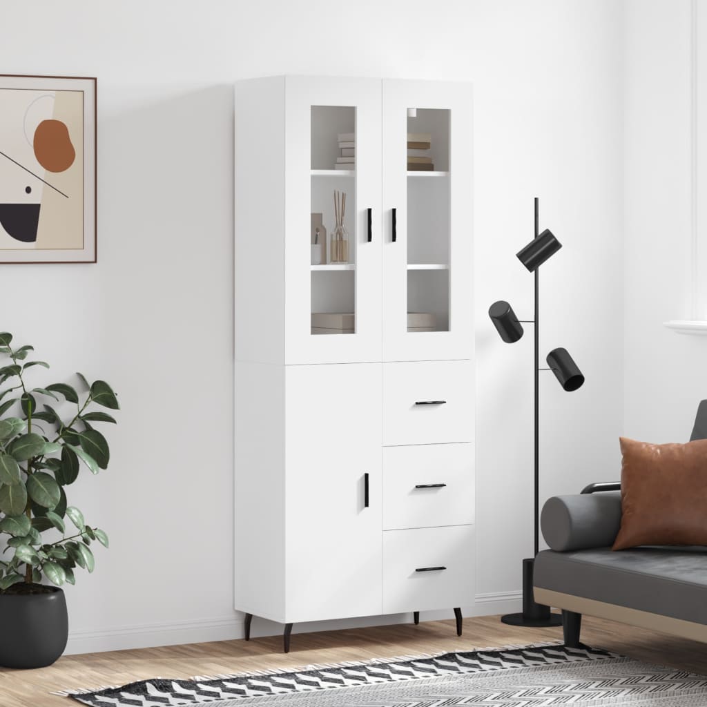 Visoka komoda bijela 69,5x34x180 cm konstruirano drvo