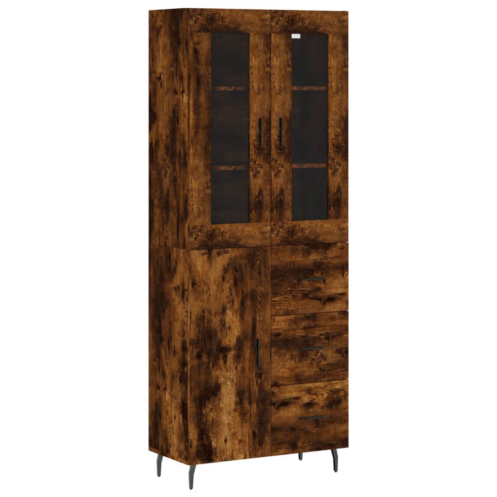 Visoka komoda dimljeni hrast 69,5x34x180 cm konstruiranog drva
