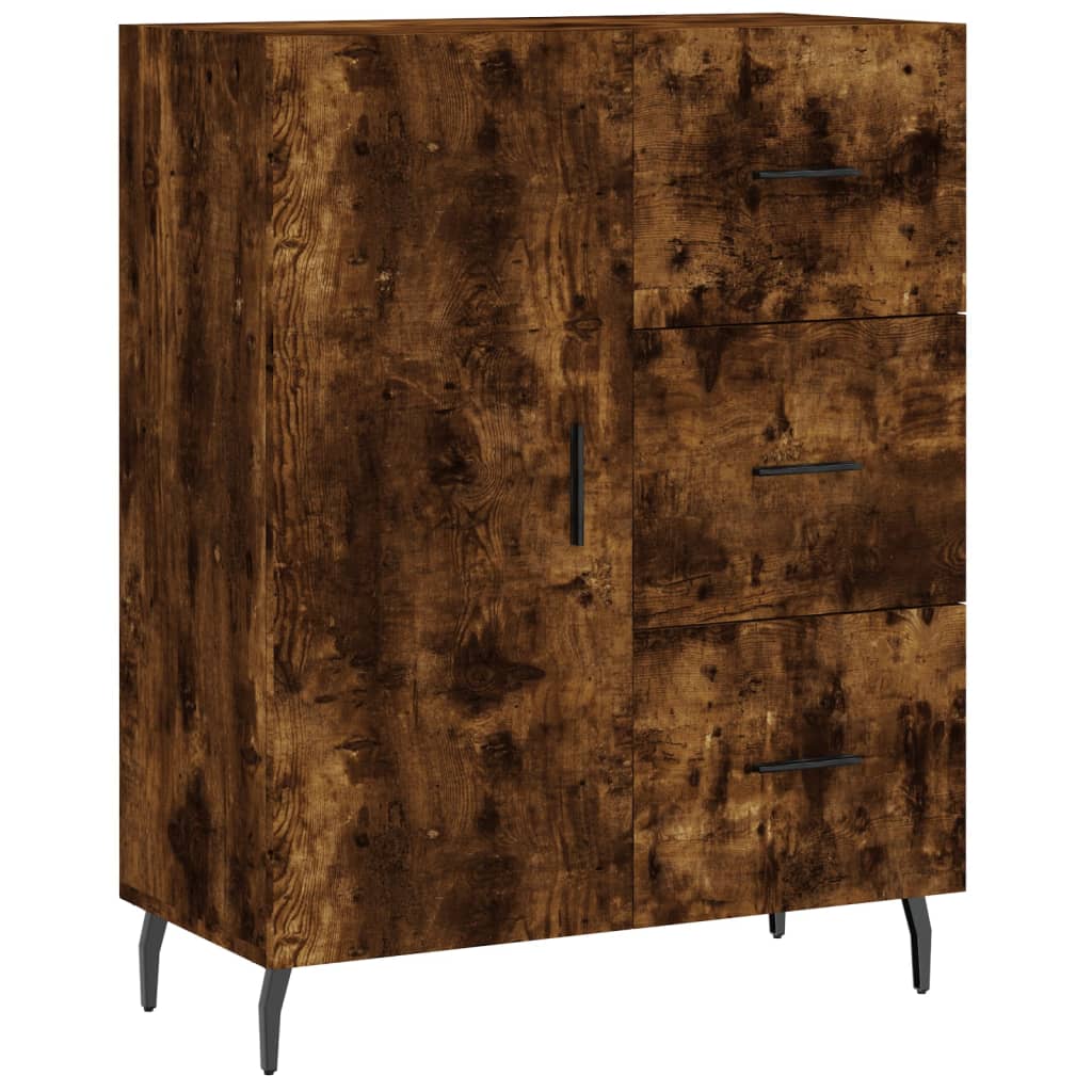 Visoka komoda dimljeni hrast 69,5x34x180 cm konstruiranog drva
