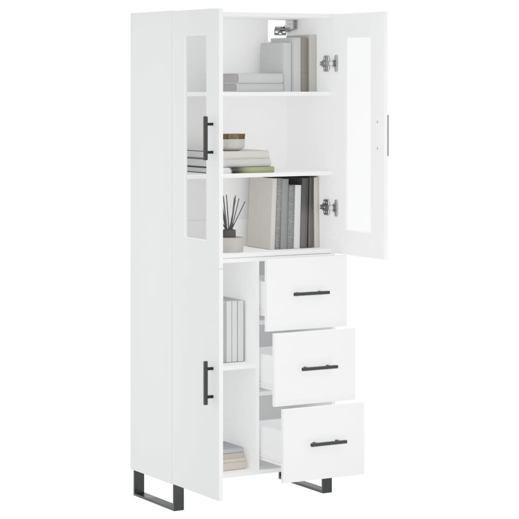 Visoka komoda bijela 69,5x34x180 cm konstruirano drvo