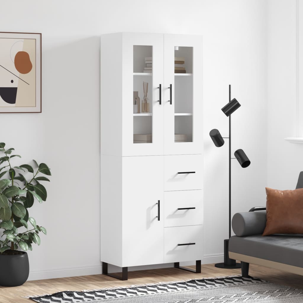 Visoka komoda bijela 69,5x34x180 cm konstruirano drvo