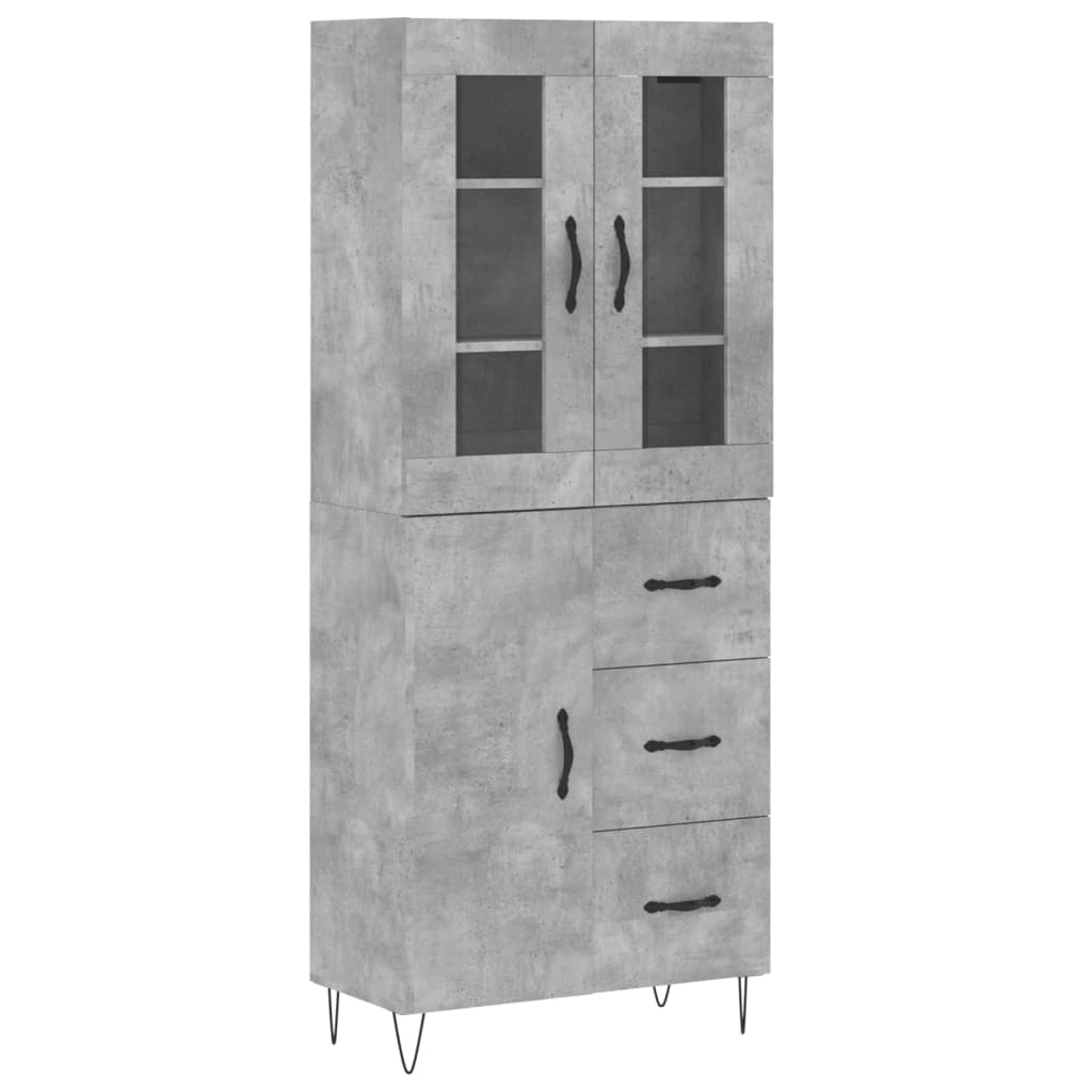 Visoka komoda siva betona 69,5x34x180 cm od konstruiranog drva